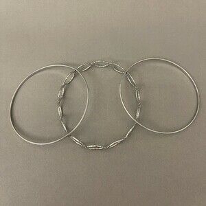Silver-tone Fashion Bangle Bracelets Lot of 3